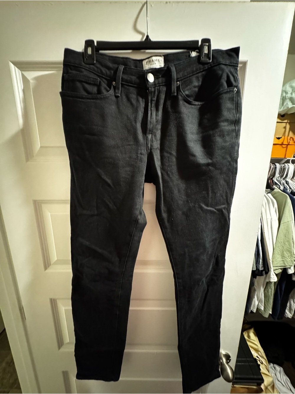 Frame Denim Slim Straight Black Jeans